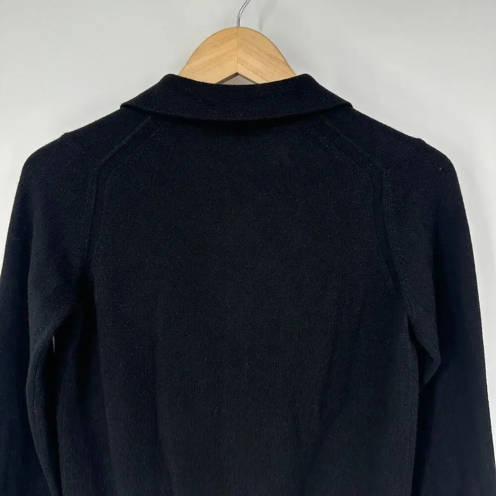 Margaret O’Leary 100% Cashmere Polo Sweater Collared V-Neck Pullover Preppy